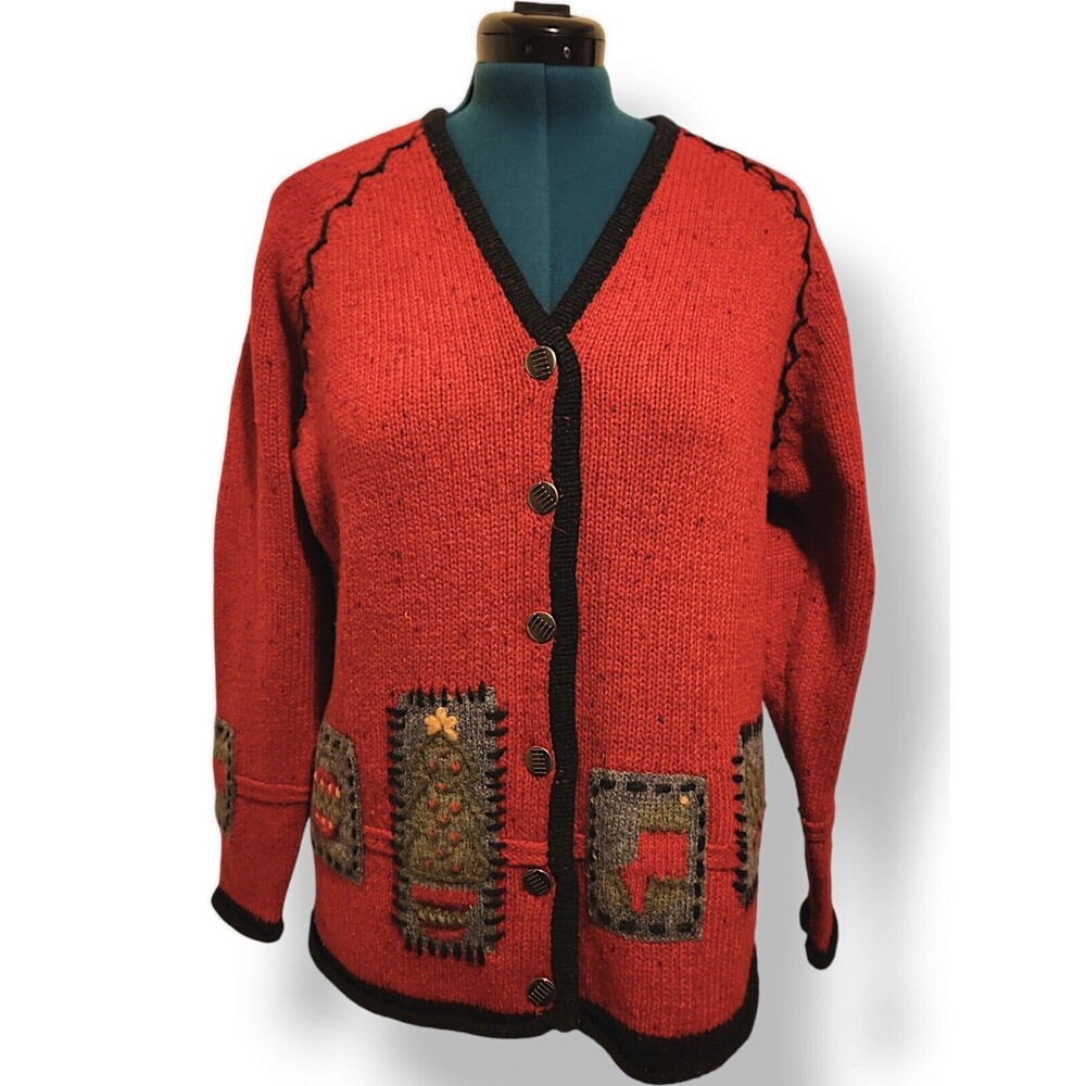 Northern Isles Women's Vintage M Handknit Cardigan Sweater Grandma Long Sleeve